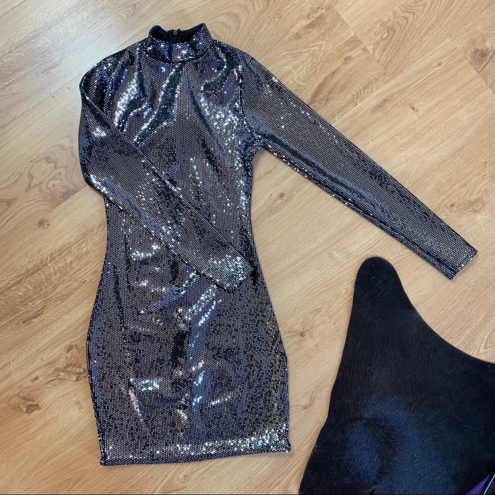 Missguided Sparkle Sequin Mini Dress Size 2